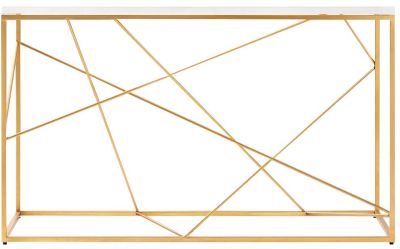 Console BUNGALOW 5 SPIRO Industrial Open Base Gold Leaf Clear Top Lucite Ir