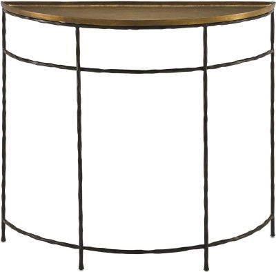 Console CURREY BOYLES Tray Top Demilune Antique Brass Black Iron Cast A