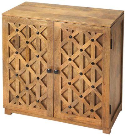 Console Cabinet Casual Black Distressed Butler Loft Tan Mango Iron Hardware 1