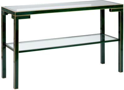 Console Malachite Green Lacquer Clear Gold Wood Glass