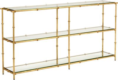 Console LAUREN Clear Antique Gold Leaf Iron Beveled Glass