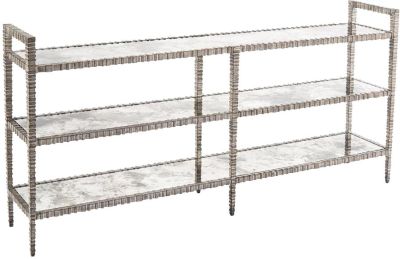 Console Shelf Unit JOHN-RICHARD 3-Tier Tiered Silver Leaf Rustic Siler Cast