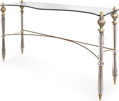 Console Table Ceres Luna Bella Glass Hand-Forged Iron Brass Glamorous USA Made