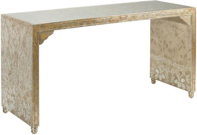 Console Table Chinoiserie Asian Silver Leaf Antique Gold Siler Wood Glass