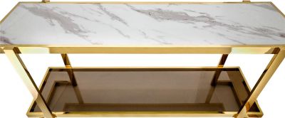 Console Table GLAM Modern Contemporary Gold Black Glass Stainless Steel