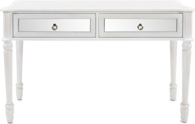 Console Table HOWARD ELLIOTT MADISON Antique White Wood Glass 2 -Drawer