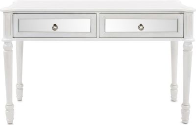 Console Table HOWARD ELLIOTT MADISON Antique White Wood Glass 2 -Drawer