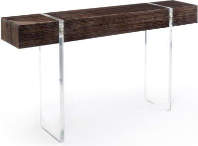 Console Table JOHN-RICHARD Narrow Cerused Dark Gray Silver Leaf Clear Ceruse