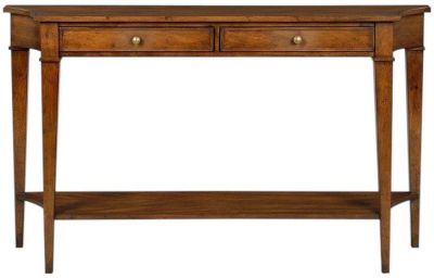Console Table Narrow Hand-Rubbed Distressed Rustic Brown Wood Drawers Shelf
