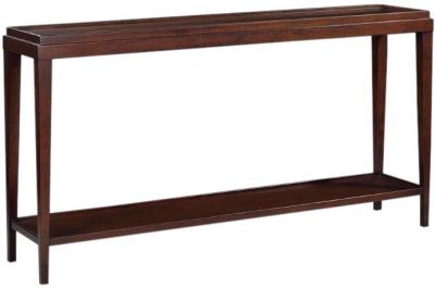 Console Table Narrow Lipped Top Hand-Rubbed Chocolate Brown Acacia Wood Shelf