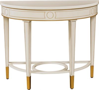 Console Table PORT ELIOT Demilune White Lacquer