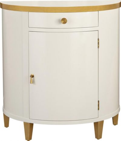 Console Table PORT ELIOT French Demilune White Lacquer Gold Gild Accents
