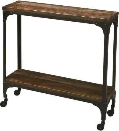 Console Table Rustic Distressed Burnt Umber Black Mountain Lodge Brown Iron