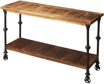 Console Table Rustic Turned Legs Distressed Butler Loft Waxed Wax Black Tan
