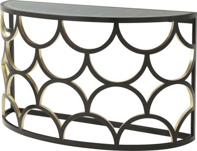 Console Table THEODORE ALEXANDER Modern Classic Trellis Sides Hand-Gilt Accents