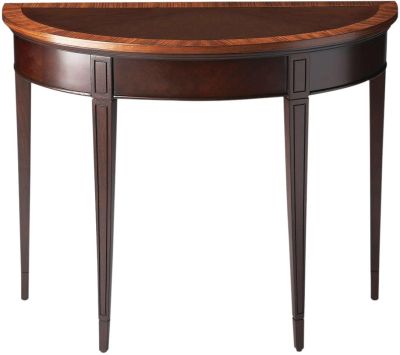 Console Table Traditional Antique Tapered Legs Demilune Distressed Cherry