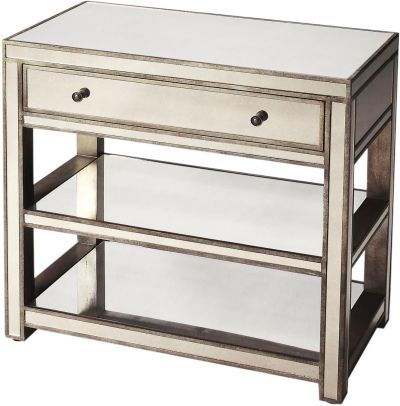 Console Table Transitional Antique Gold Distressed Zinc Birch Mirror Metal