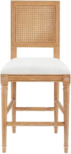 Counter Stool BUNGALOW 5 ANNETTE Natural Cerused Oak Frame Linen Cane Seat Back
