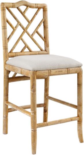 Counter Stool BUNGALOW 5 HAMPTON Chinoiserie Oriental Fretwork Bamboo Natural