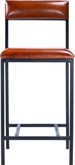 Counter Stool Industrial Chic Distressed Black Metal Leather Iron Polyurethane