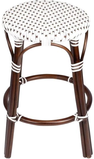Counter Stool Mediterranean Distressed Dark Brown Chocolate White Polyurethane