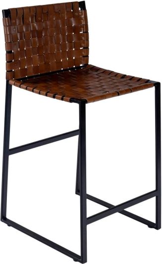 Counter Stool Rustic Black Antique Gold Brown Distressed Iron Steel Nailheads