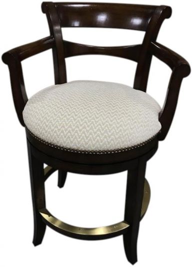 Counter Stool WOODBRIDGE Curved Scrolled Arms Round Seat Tapered Sabre Legs