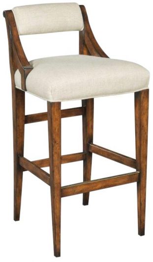 Counter Stool Woodbridge Beige Linen Upholstered Back Seat Welt Bordeaux Wood