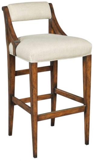 Counter Stool Woodbridge Beige Linen Upholstered Back Seat Welt Bordeaux Wood