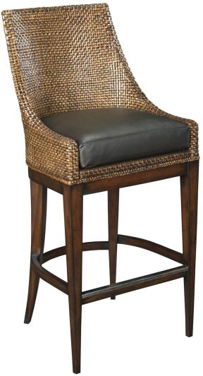 Counter Stool Woodbridge Brown Woven Leather Curved Back Transitional