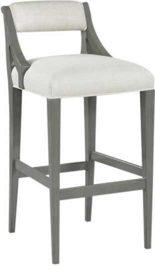Counter Stool Woodbridge Georgian Gray Sahara Beige Linen Upholstered Welt