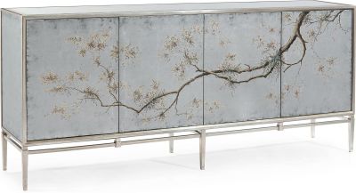 Credenza Sideboard JOHN-RICHARD FALLING BRANCH Eglomise Reverse-Painted Reverse