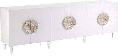 JOHN-RICHARD Credenza Sideboard Turned Legs Ice White Silvered Silver Acrylic 6