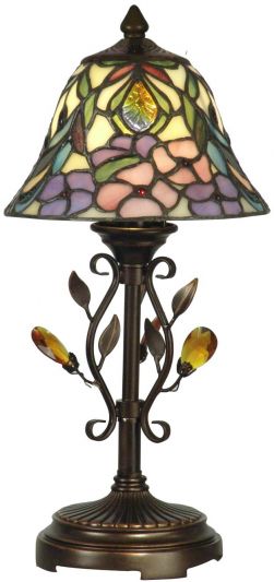DALE TIFFANY Accent Lamp Table 1-Light Antique Golden Sand Gold Crystal