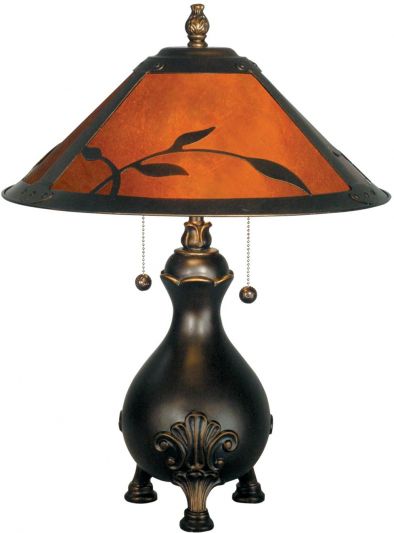 DALE TIFFANY Table Lamp Antique Golden Sand Gold Resin Mica Stone Pull Chain
