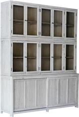 Sideboard Hutch HALEY Sealed Light Warm Wash Washed Glass Door Panels Reclaimed