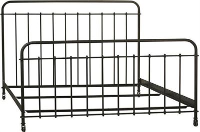 Bed Eastern King Black Iron Classic Vintage Style, Casters