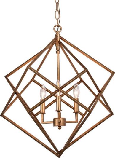 Chandelier 3-Light Metal Geometric Modern