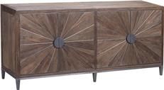 Sideboard RIKKU Natural Gunmetal Gray Iron Recycled Elm Reclaimed 2 -Shelf