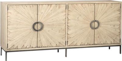Sideboard MABARI Antique Silver White Reclaimed Pine Iron 2 -Shelf