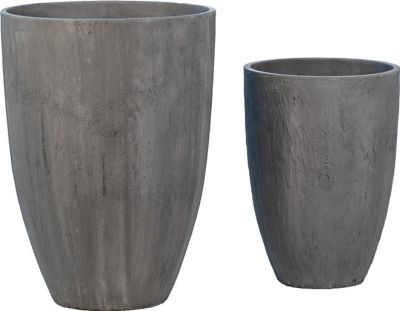 Planter Dovetail Set of Two Vertical Scratch Charcoal Finish Indoor Outdoor