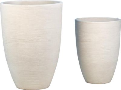 Planter Dovetail Set of Two Round Horizontal Scratch White Indoor Outdoor
