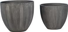 Planter Dovetail Set of Two Round Vertical Scratch Charcoal Indoor Outdoor