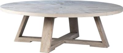 Coffee Table Cocktail MERRICK Sandblasted Natural Sealed Recycled Elm