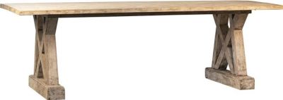Dining Table PAREDES Double Pedestal Rectangular Light White Wash Water-Based