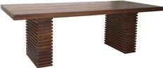 Dining Table FREDDIE Double Pedestal Medium Brown Sealed Reclaimed Mango