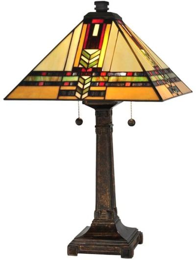 Table Lamp DALE TIFFANY PALO Mission 2-Light Fieldstone Stone Metal Shades