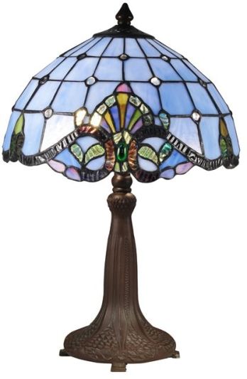 Table Lamp DALE TIFFANY 3-Light Blue Antique Bronze Verde Verdigris Metal