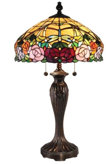 Table Lamp DALE TIFFANY ZENIA ROSE 2-Light Fieldstone Stone Hand-Rolled Art