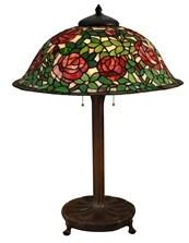 Table Lamp DALE TIFFANY Rose Bush 3-Light Antique Bronze Hand-Rolled Art Glass